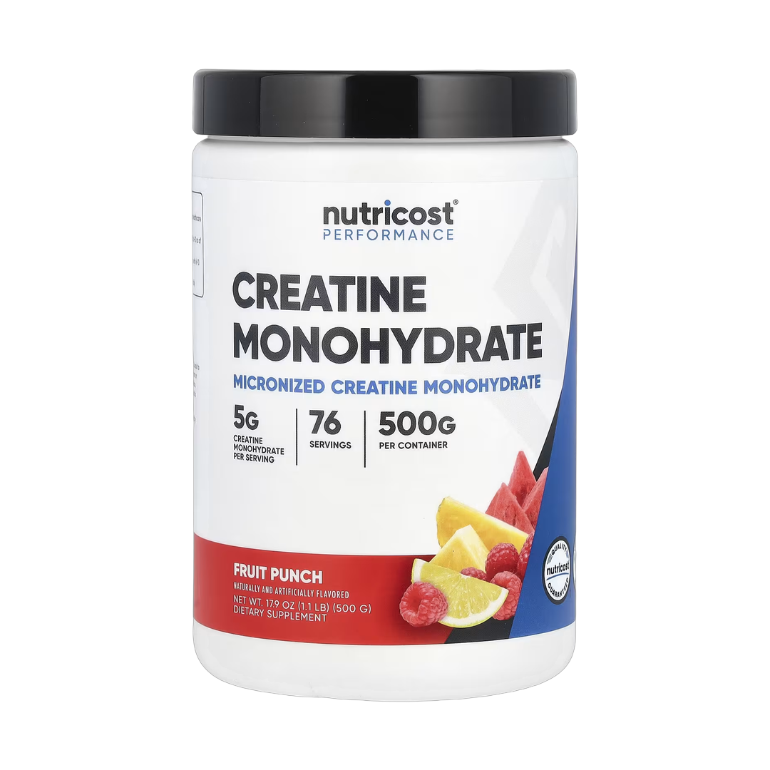 Nutricost, Performance, Creatine Monohydrate, Fruit Punch, 1.1 lbs, 500 g front packaging view