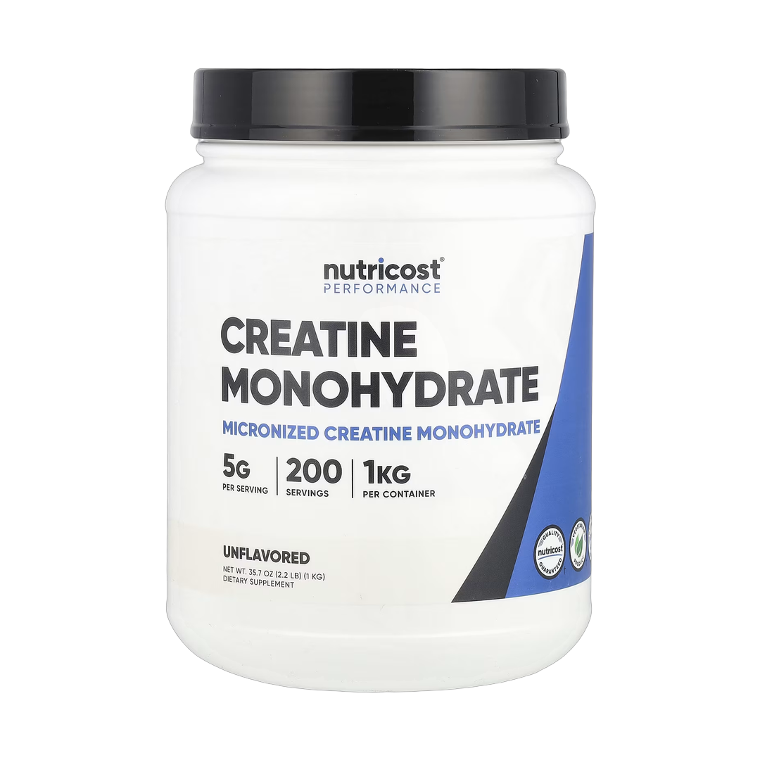 Nutricost, Performance, Creatine Monohydrate, Unflavored , 2.2 lb, 1 kg front packaging view