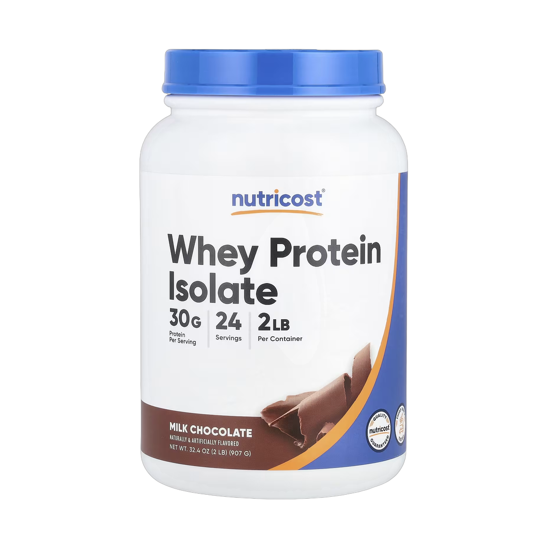 Nutricost, Whey Protein Isolate, Milk Chocolate, 2 lb, 907 g front packaging view