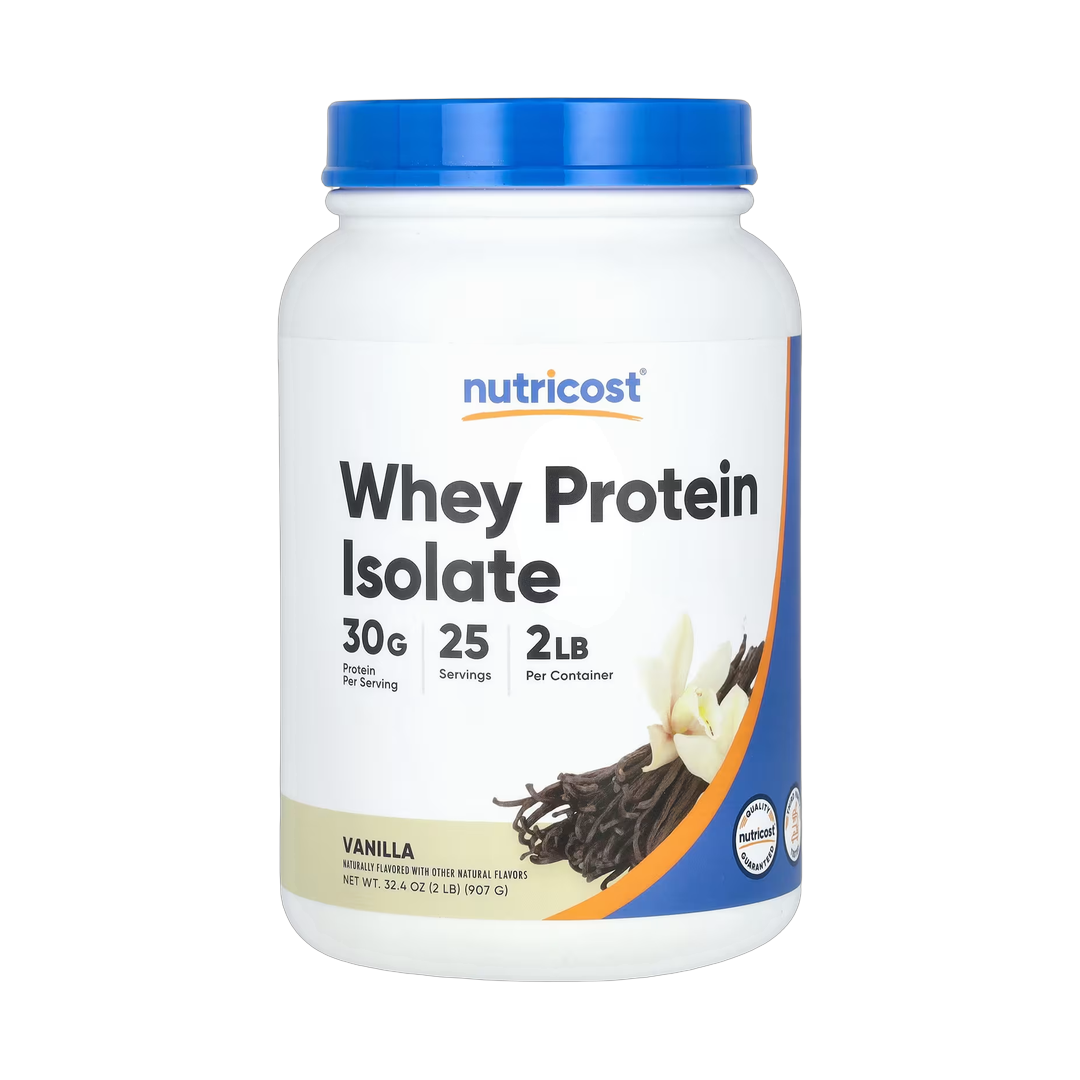 Nutricost, Whey Protein Isolate, Vanilla, 2 lb, 907 g front packaging view