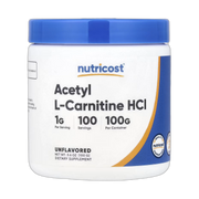 Nutricost, Acetyl L-Carnitine HCl, Unflavored, 3.6 oz, 100 g front packaging view