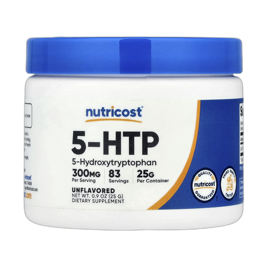 Nutricost, 5-HTP, Unflavored, 0.9 oz,25 g front packaging view
