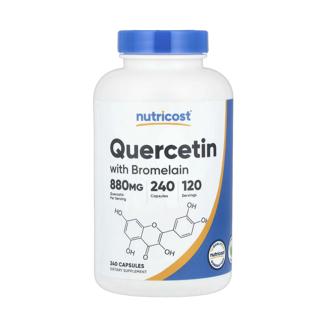 Nutricost, Quercetin with Bromelain, 240 Capsules front packaging view