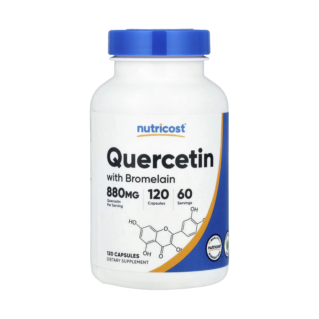 Nutricost, Quercetin with Bromelain, 120 Capsules front packaging view