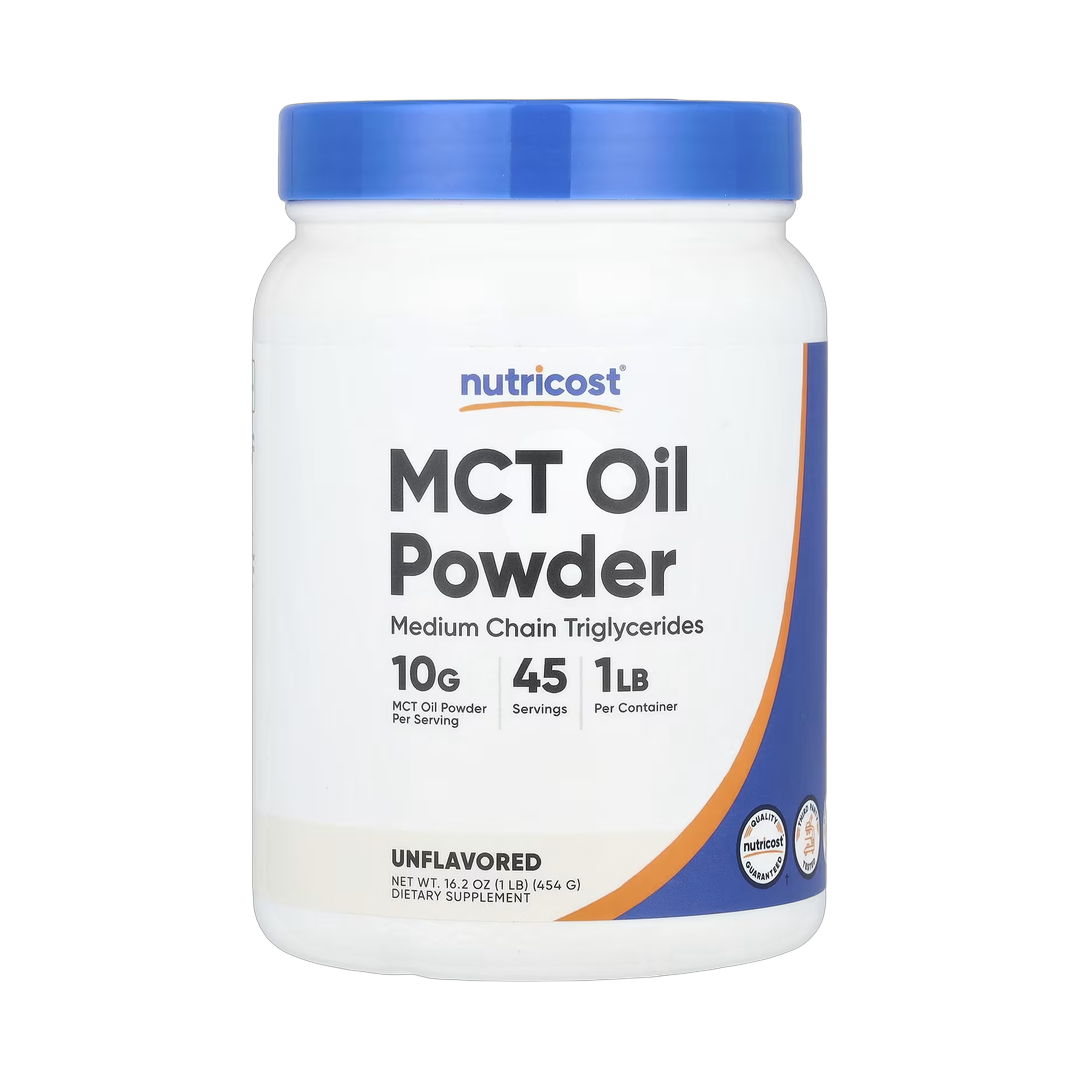 Nutricost, MCT Oil Powder, Unflavored, 16.2 oz, 454 g front packaging view