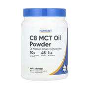 Nutricost, C8 MCT Oil Powder, Unflavored, 1 lb, 454 g front packaging view