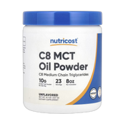 Nutricost, C8 MCT Oil Powder, Unflavored, 8.1 oz, 227 g front packaging view