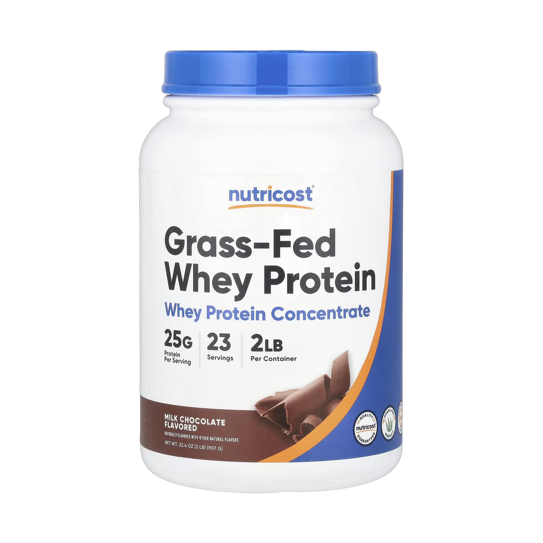 Nutricost, Grass-Fed Whey Protein, Milk Chocolate , 2 lb (907 g) front packaging view