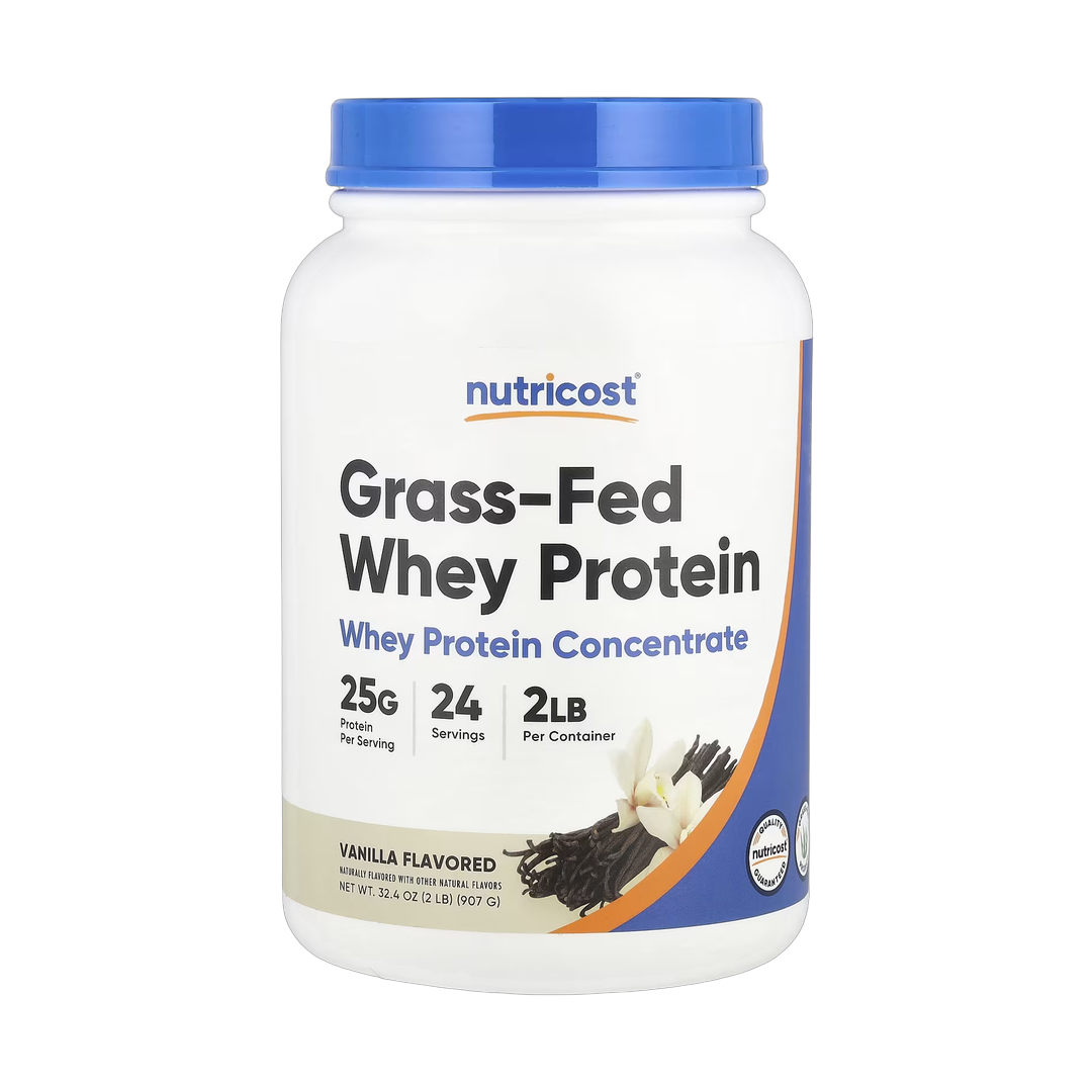 Nutricost, Grass-Fed Whey Protein, Vanilla , 2 lb, 907 g front packaging view