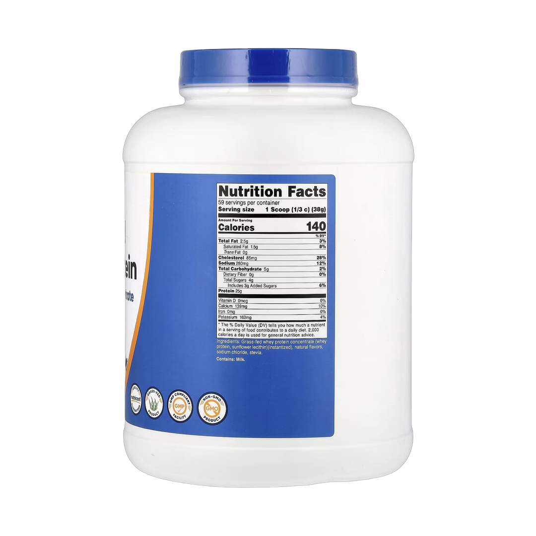 Nutricost, Grass-Fed Whey Protein, Vanilla, 5 lbs, 2,268 g back packaging view