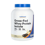Nutricost, Grass-Fed Whey Protein Isolate, Vanilla, 5 lb, 2,268 g front packaging view