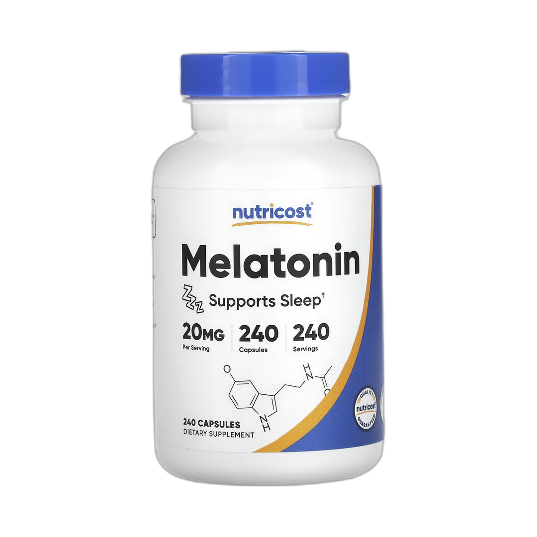 Nutricost, Melatonin , 20 mg, 240 Capsules front packaging view