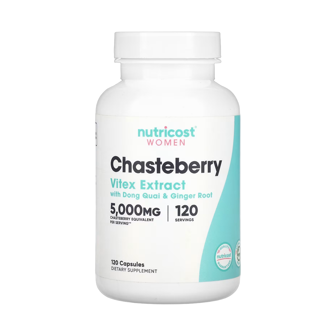 Nutricost, Women, Chasteberry with Dong Quai & Ginger Root, 5,000 mg, 120 Capsules front packaging view