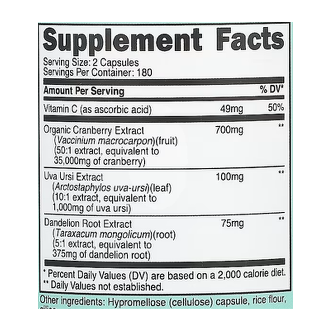 Nutricost, Women, Cranberry Extract, 180 Capsules supplement facts label showing ingredients, vitamins, minerals, and serving information