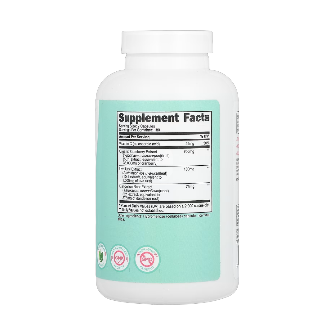 Nutricost, Women, Cranberry Extract, 180 Capsules back packaging view