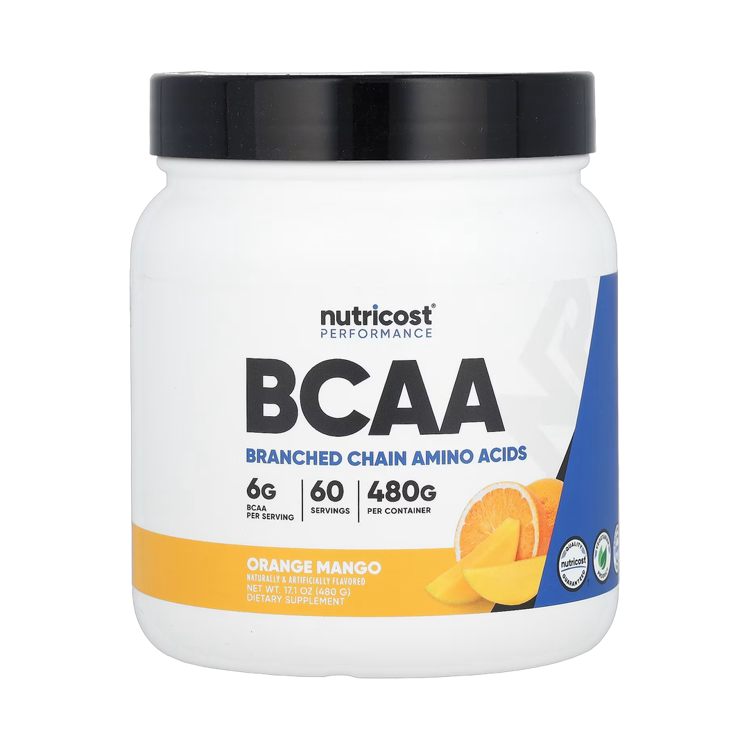 Nutricost, Performance, BCAA, Orange Mango, 17.1 oz, 480 g front packaging view