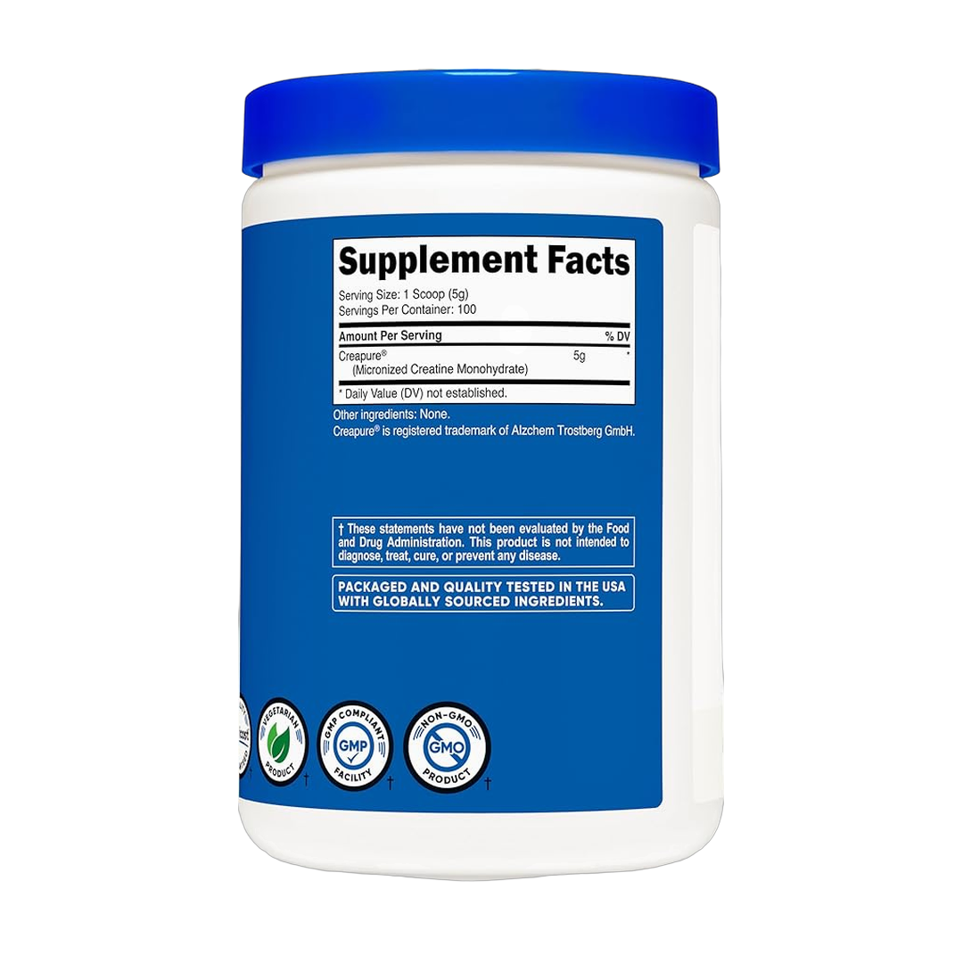 Nutricost, Performance, Creatine Monohydrate, 1.1 lb, 500 g back packaging view