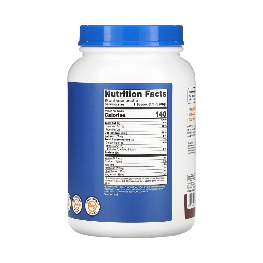 Nutricost, Whey Protein Concentrate, Milk Chocolate, 2 lb, 907 g back packaging view