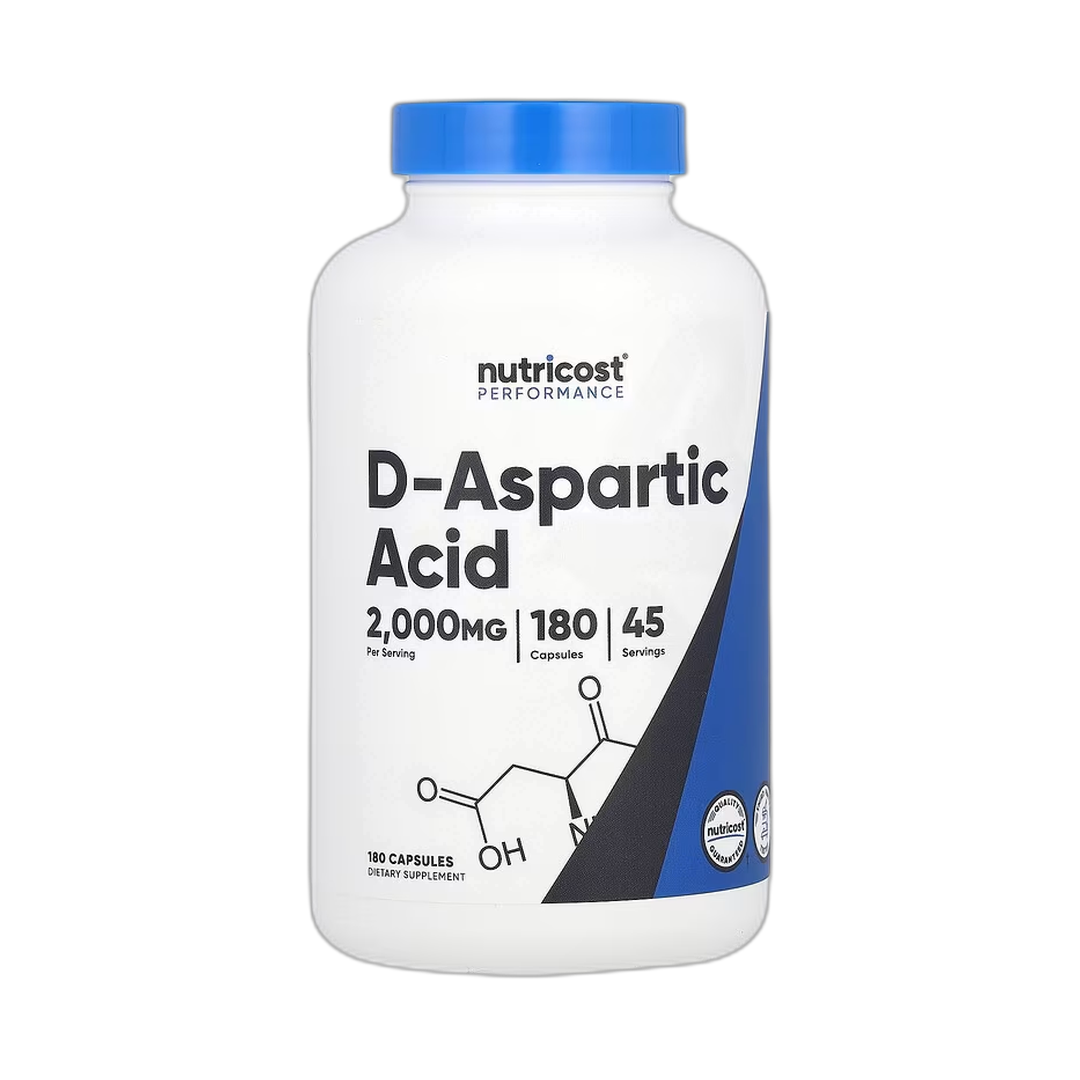 Nutricost, Performance, D-Aspartic Acid, 180 Capsules front packaging view