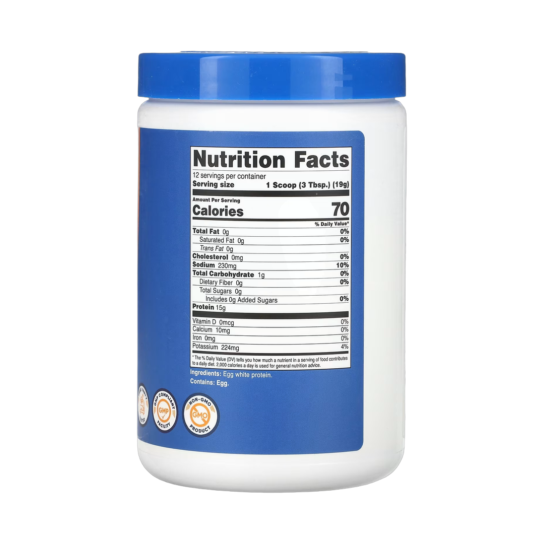 Nutricost, Egg White Protein, Unflavored, 8.1 oz, 227 g back packaging view