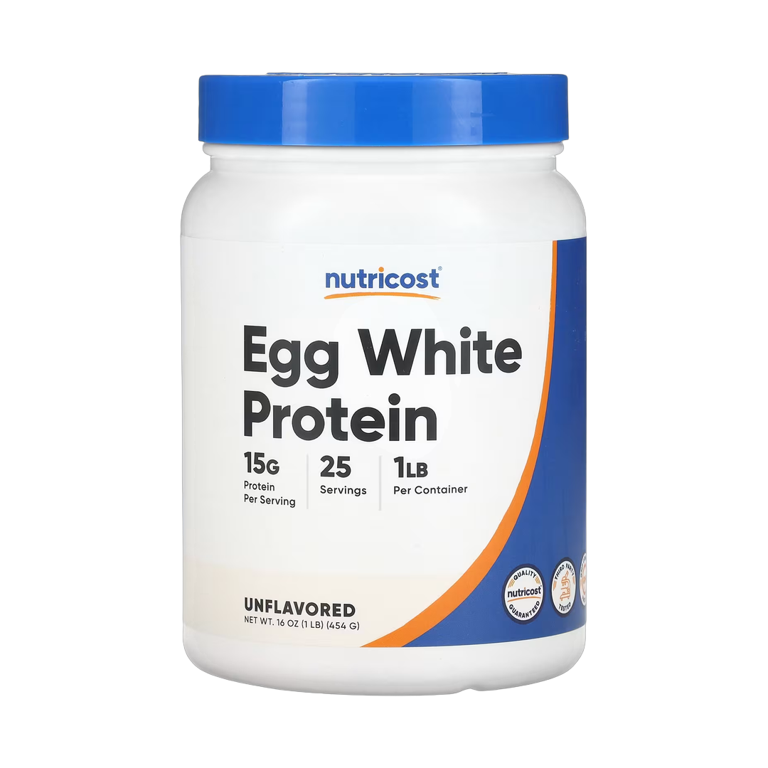 Nutricost, Egg White Protein, Unflavored, 1 lb, 454 g front packaging view
