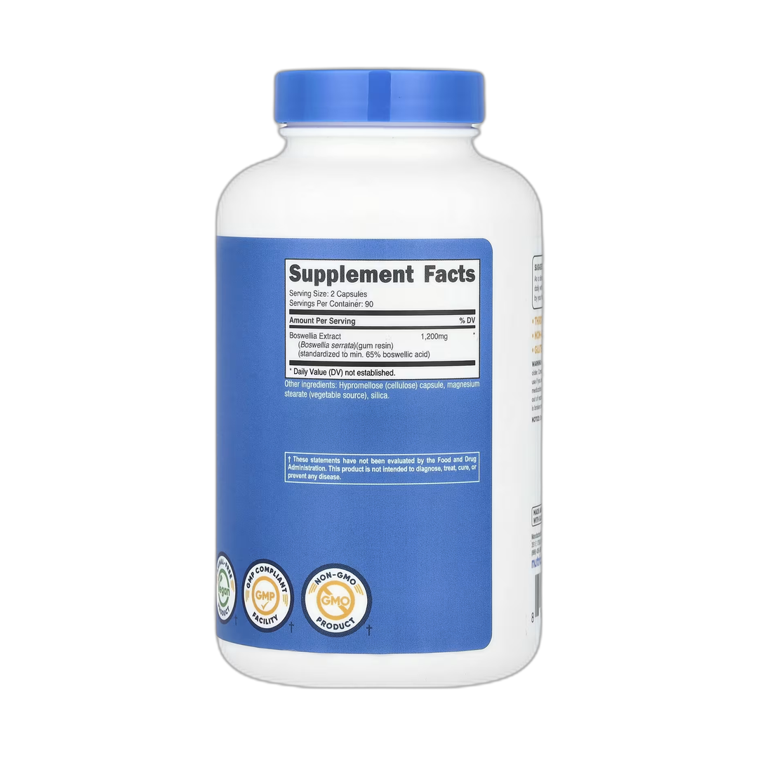 Nutricost, Boswellia Extract, 180 Capsules back packaging view