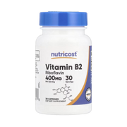 Nutricost, Vitamin B2, 400 mg, 30 Capsules front packaging view