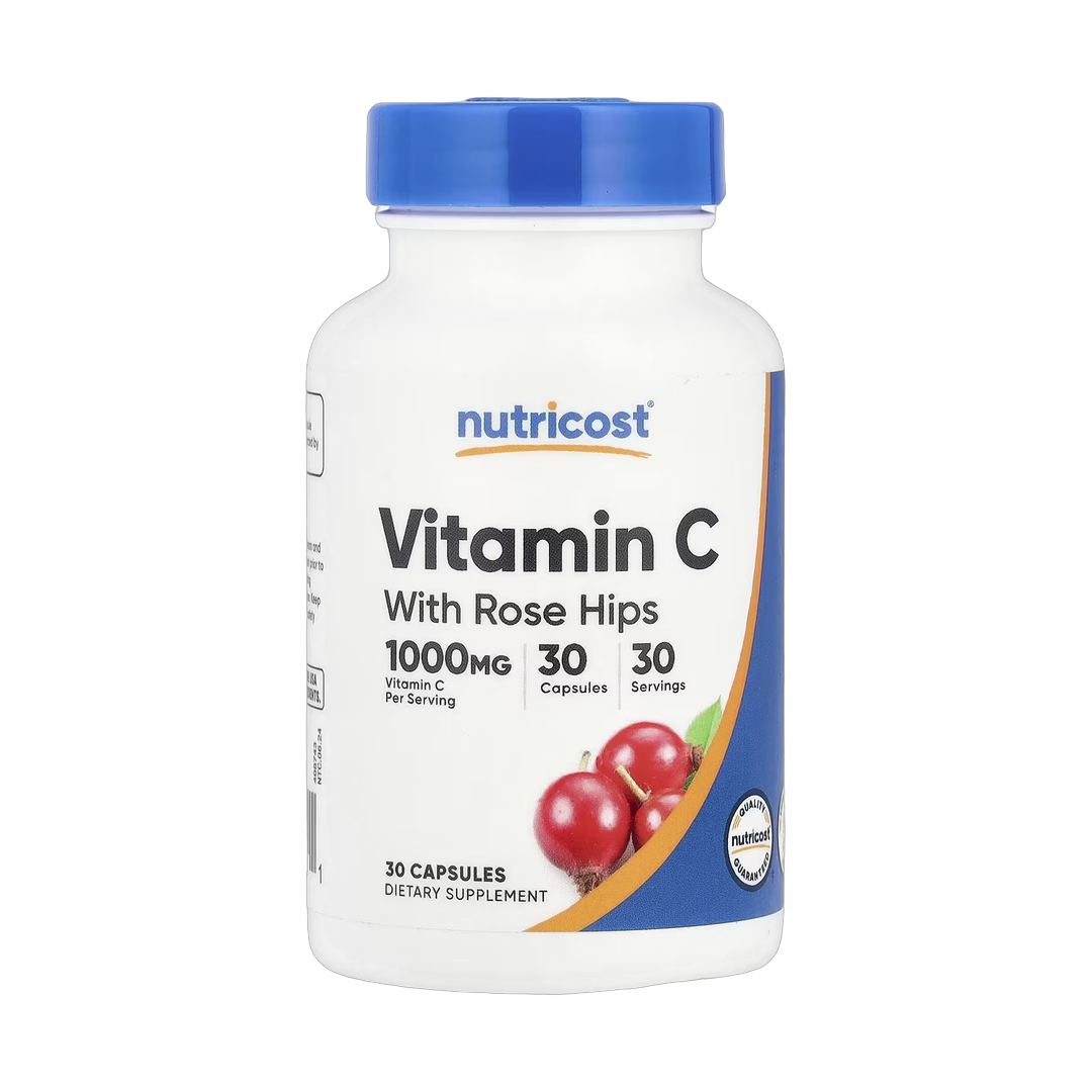Nutricost, Vitamin C With Rose Hips, 30 Capsules front packaging view
