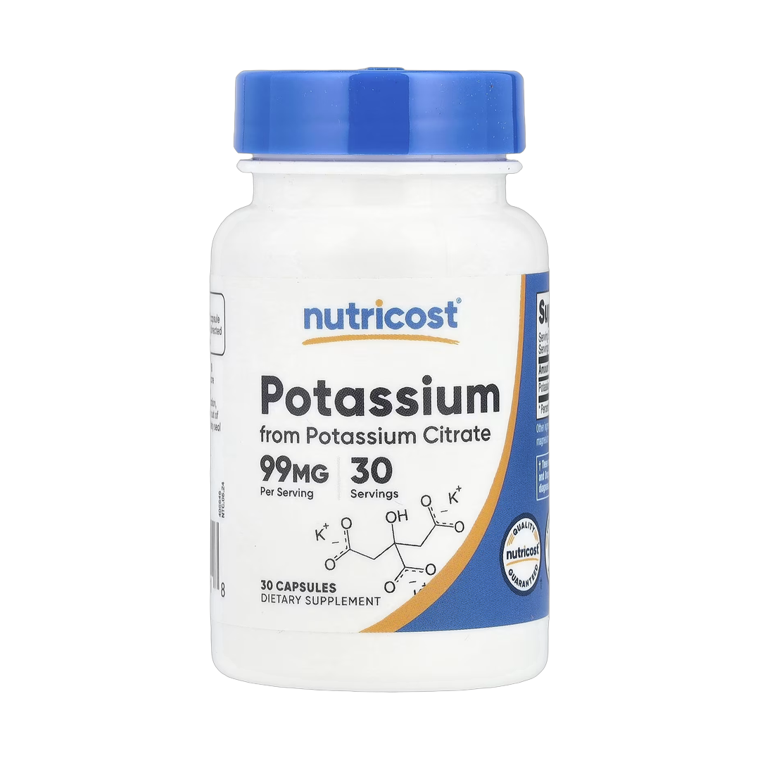 Nutricost, Potassium, 99 mg , 30 Capsules front packaging view