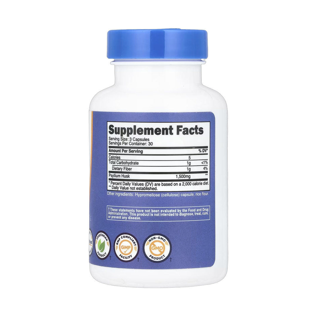 Nutricost, Psyllium Husk, 90 Capsules back packaging view