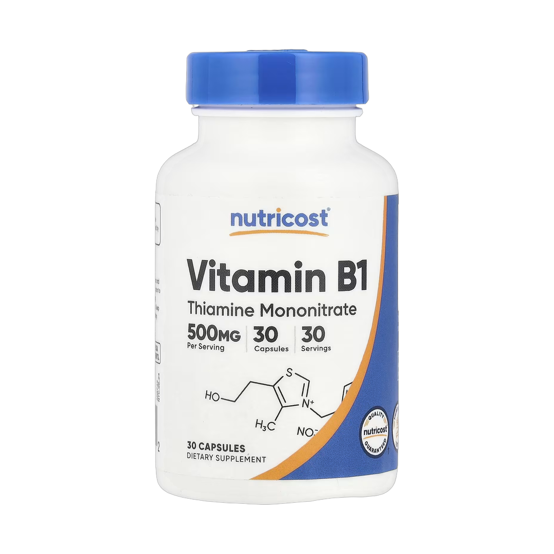 Nutricost, Vitamin B1, 500 mg , 30 Capsules front packaging view