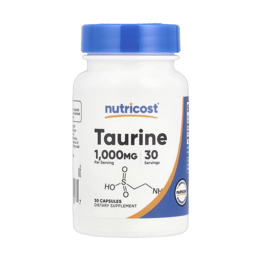 Nutricost, Taurine, 1,000 mg, 30 Capsules front packaging view