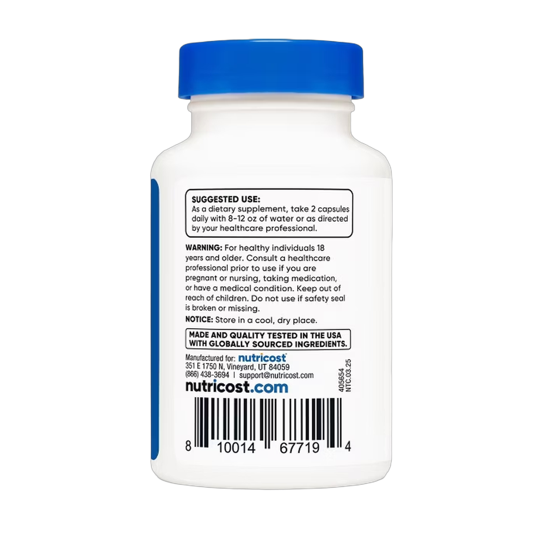 Nutricost, HMB 1,000mg, 60 Capsules packaging side view
