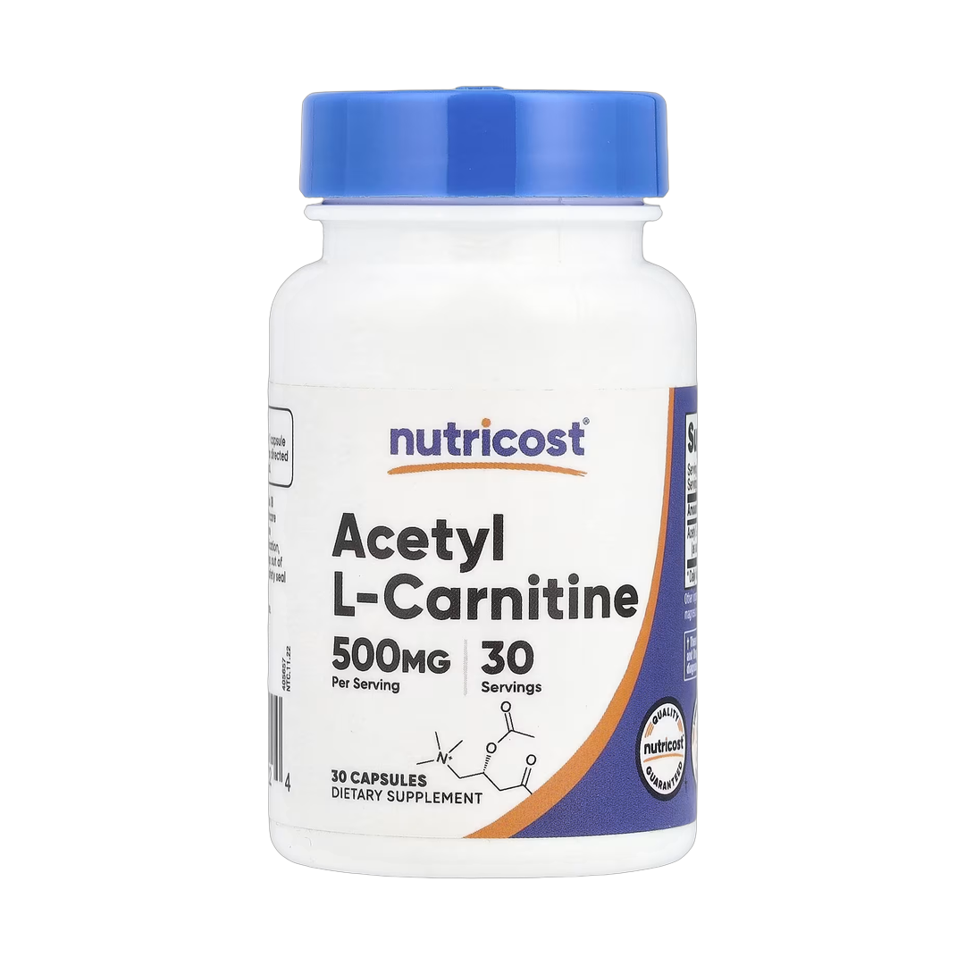 Nutricost, Acetyl L-Carnitine, 500 mg, 30 Capsules front packaging view