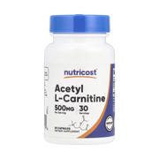 Nutricost, Acetyl L-Carnitine, 500 mg, 30 Capsules front packaging view