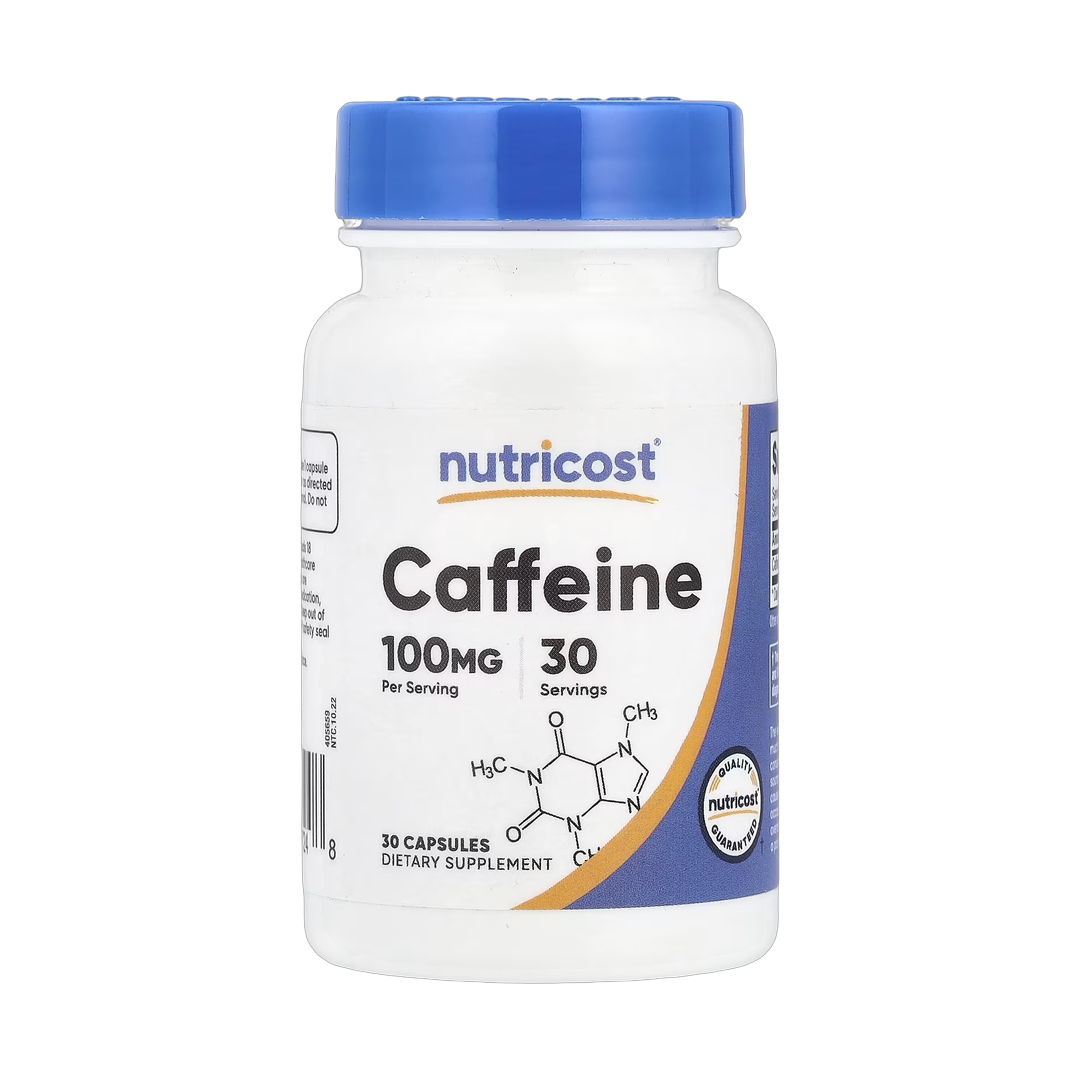 Nutricost, Caffeine, 100 mg, 30 Capsules front packaging view