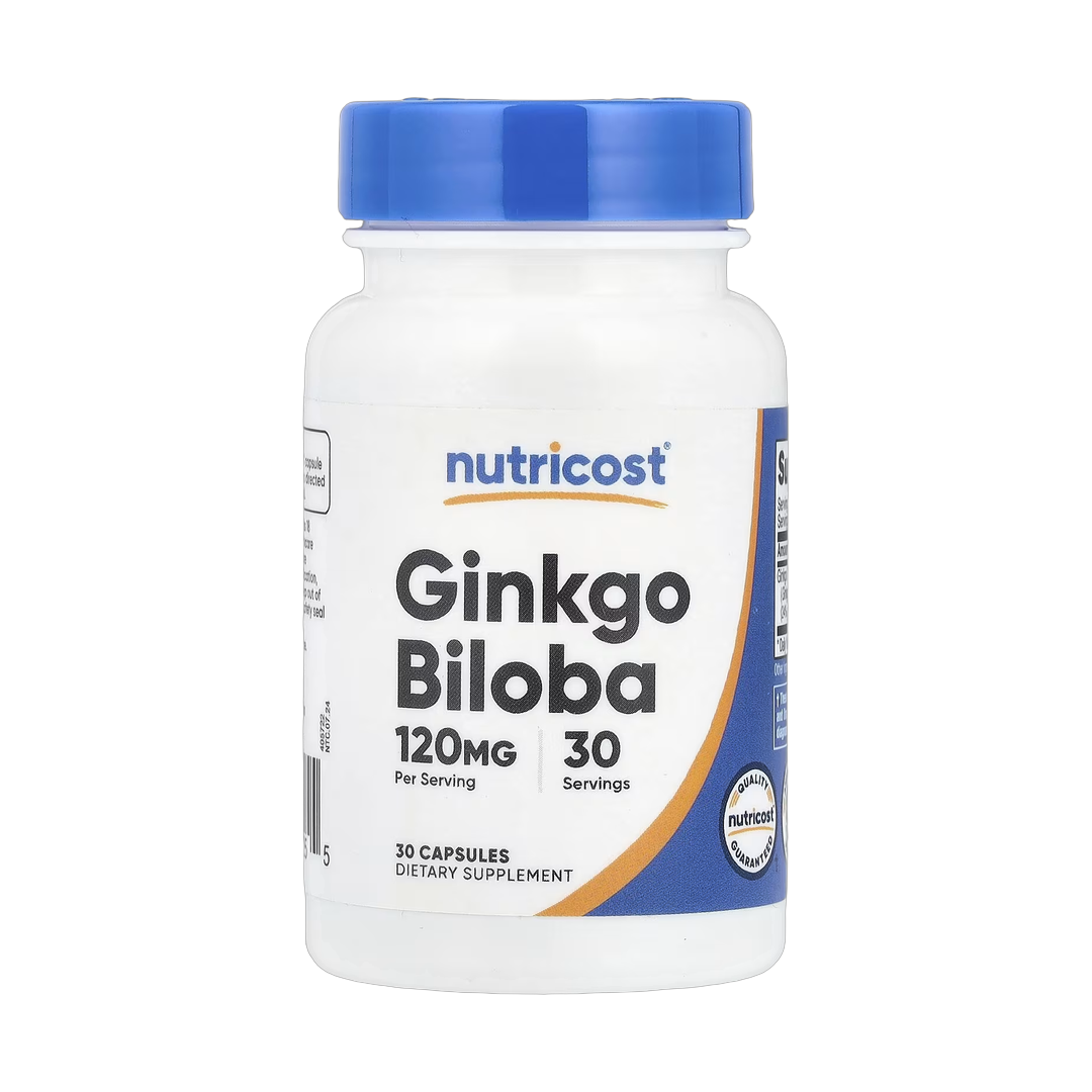 Nutricost, Ginkgo Biloba, 120 mg, 30 Capsules front packaging view