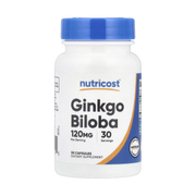 Nutricost, Ginkgo Biloba, 120 mg, 30 Capsules front packaging view
