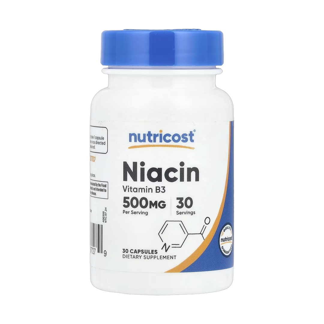 Nutricost, Niacin, 500 mg, 30 Capsules front packaging view
