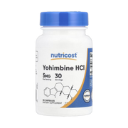 Nutricost, Yohimbine HCI, 5 mg, 30 Capsules front packaging view