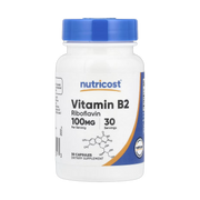 Nutricost, Vitamin B2, 100 mg, 30 Capsules front packaging view