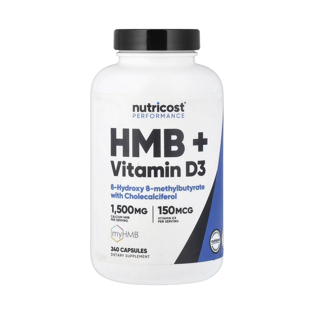 Nutricost, Performance, HMB + Vitamin D3, 240 Capsules front packaging view