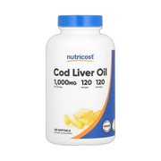 Nutricost, Cod Liver Oil, 1,000 mg, 120 Softgels front packaging view