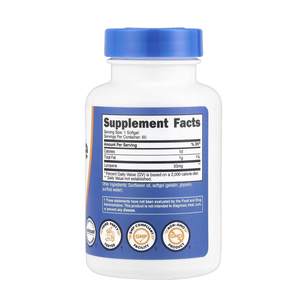 Nutricost, Lycopene , 50 mg , 60 Softgels back packaging view