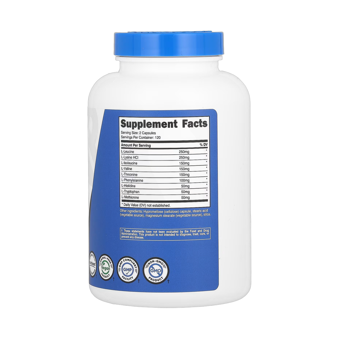 Nutricost, Performance, EAA, 240 Capsules back packaging view