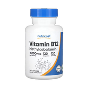 Nutricost, Vitamin B12, 2,000 mcg, 120 Capsules front packaging view