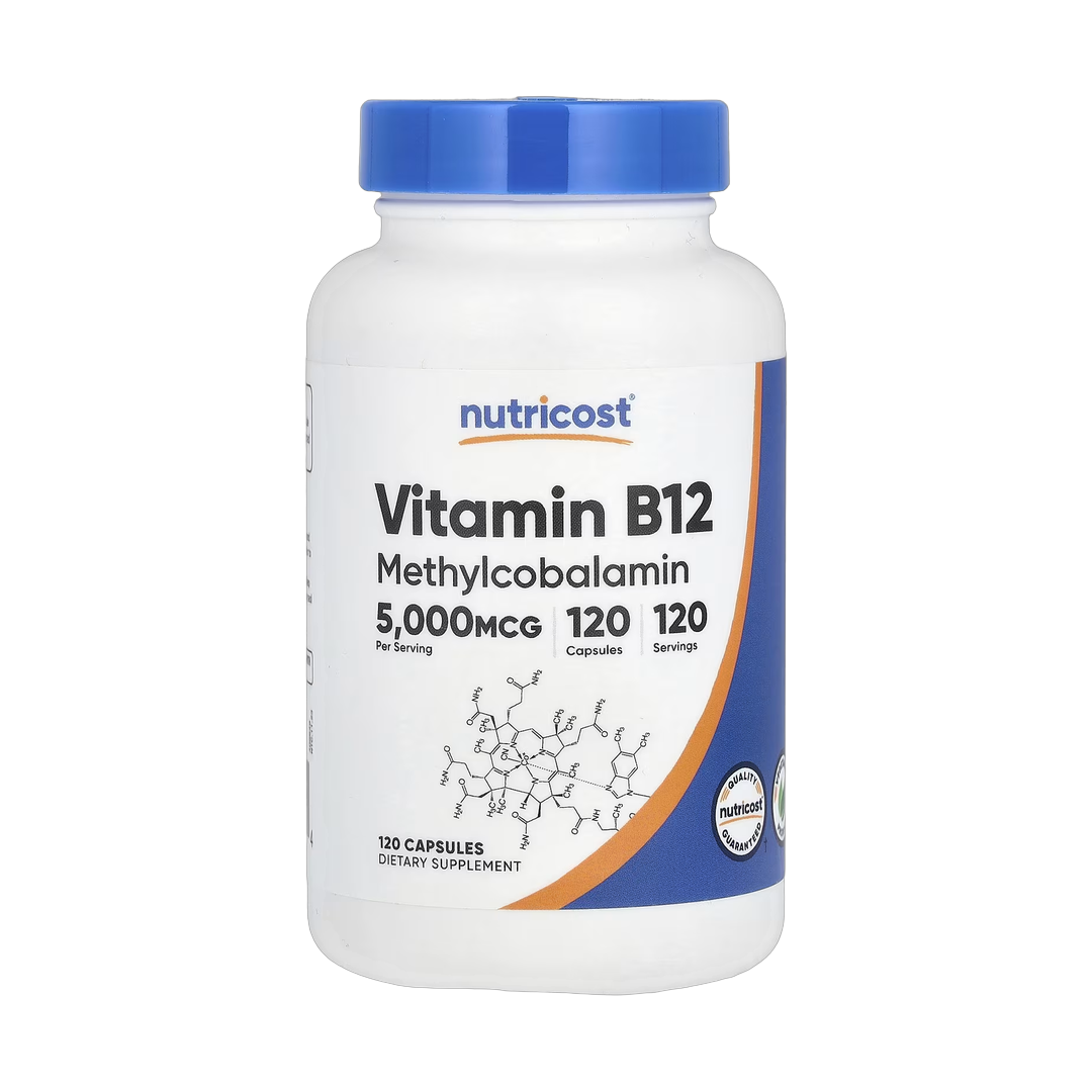 Nutricost, Vitamin B12, 5,000 mcg, 120 Capsules front packaging view