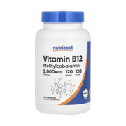 Nutricost, Vitamin B12, 5,000 mcg, 120 Capsules front packaging view