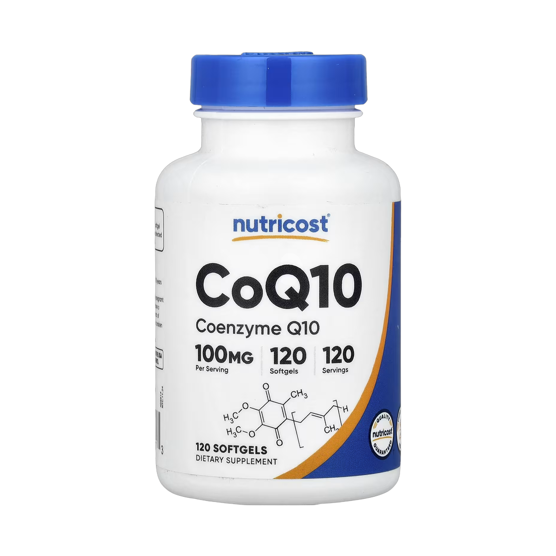 Nutricost, CoQ10, 100 mg, 120 Softgels front packaging view