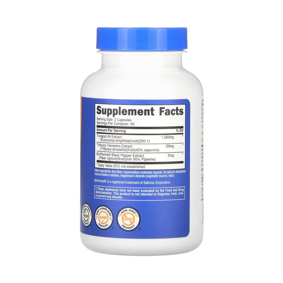 Nutricost, Tongkat Ali, 120 Capsules back packaging view